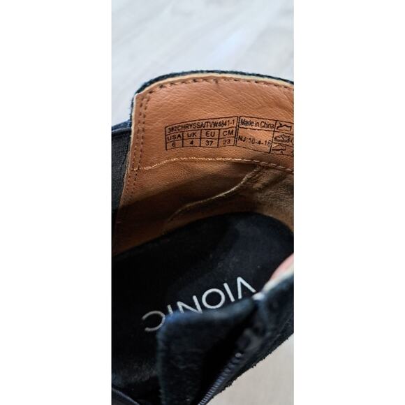 Vionic Women's Chryssa Open Toe Suede Heeled Ankle Booties Boots 6 Black Zip - Picture 7 of 9